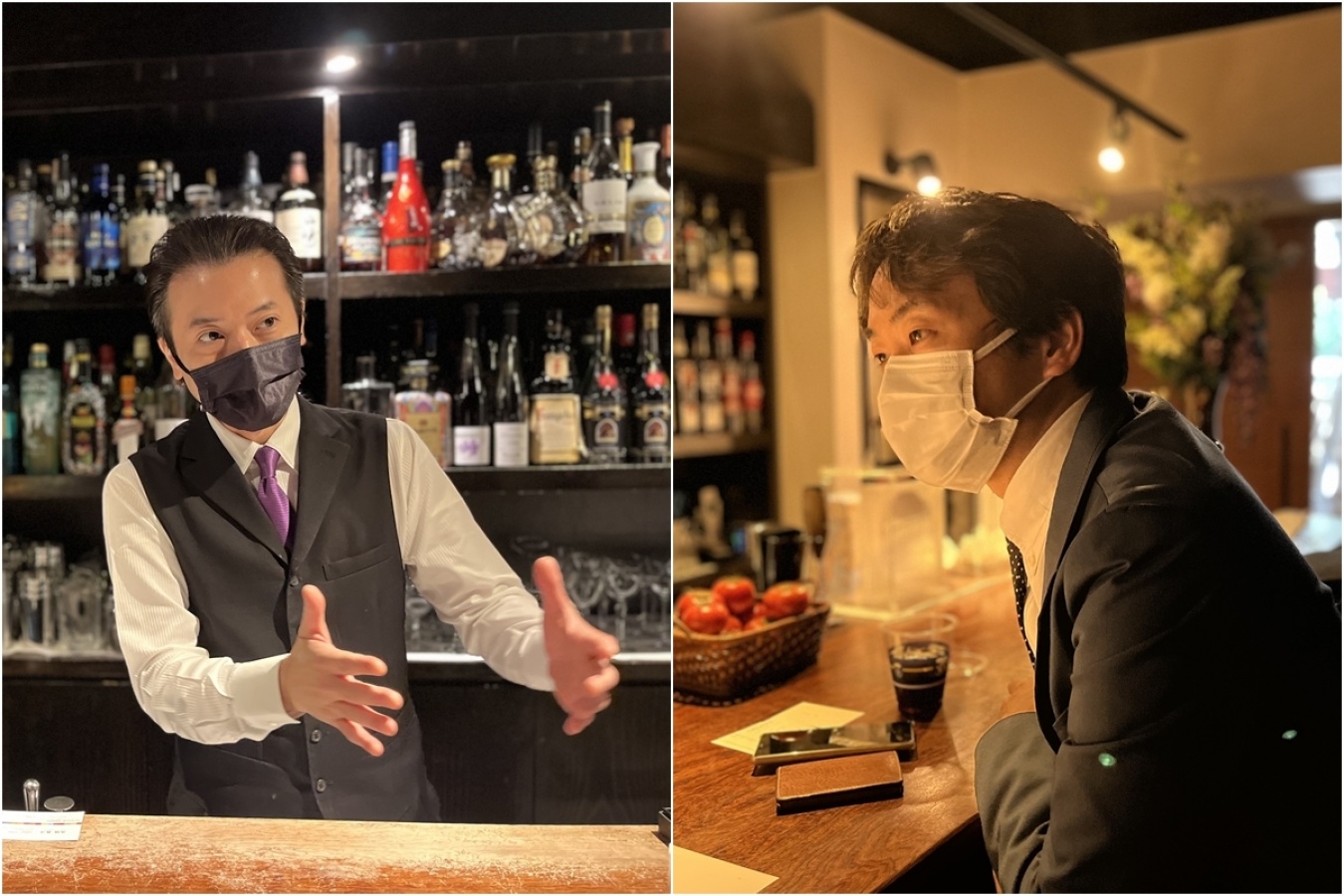 「Bar 石の華」の石垣忍さん（左）と「味香り戦略研究所」の高橋貴洋さん（右）。